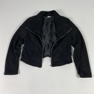 BKE Jacket Womens Small Black Faux Suede Moto Quilted Shoulder Zip Biker